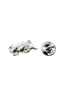 PIN'S SANGLIER EN ARGENT MASSIF