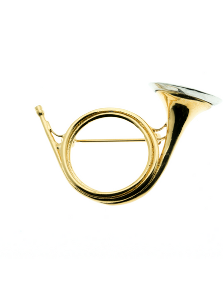 BROCHE TROMPE DE CHASSE BI-COLORE