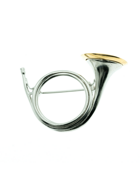 BROCHE TROMPE DE CHASSE BI-COLORE