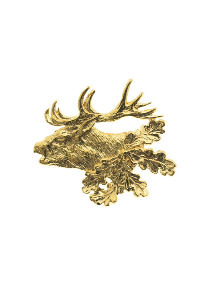 BROCHE CERF AU BRAME DORÉE VIEILLI