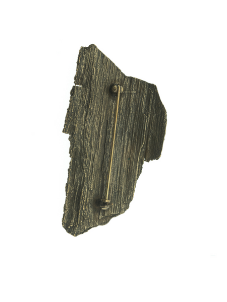 BROCHE ECORCE DE BOIS VIEUX BRONZE